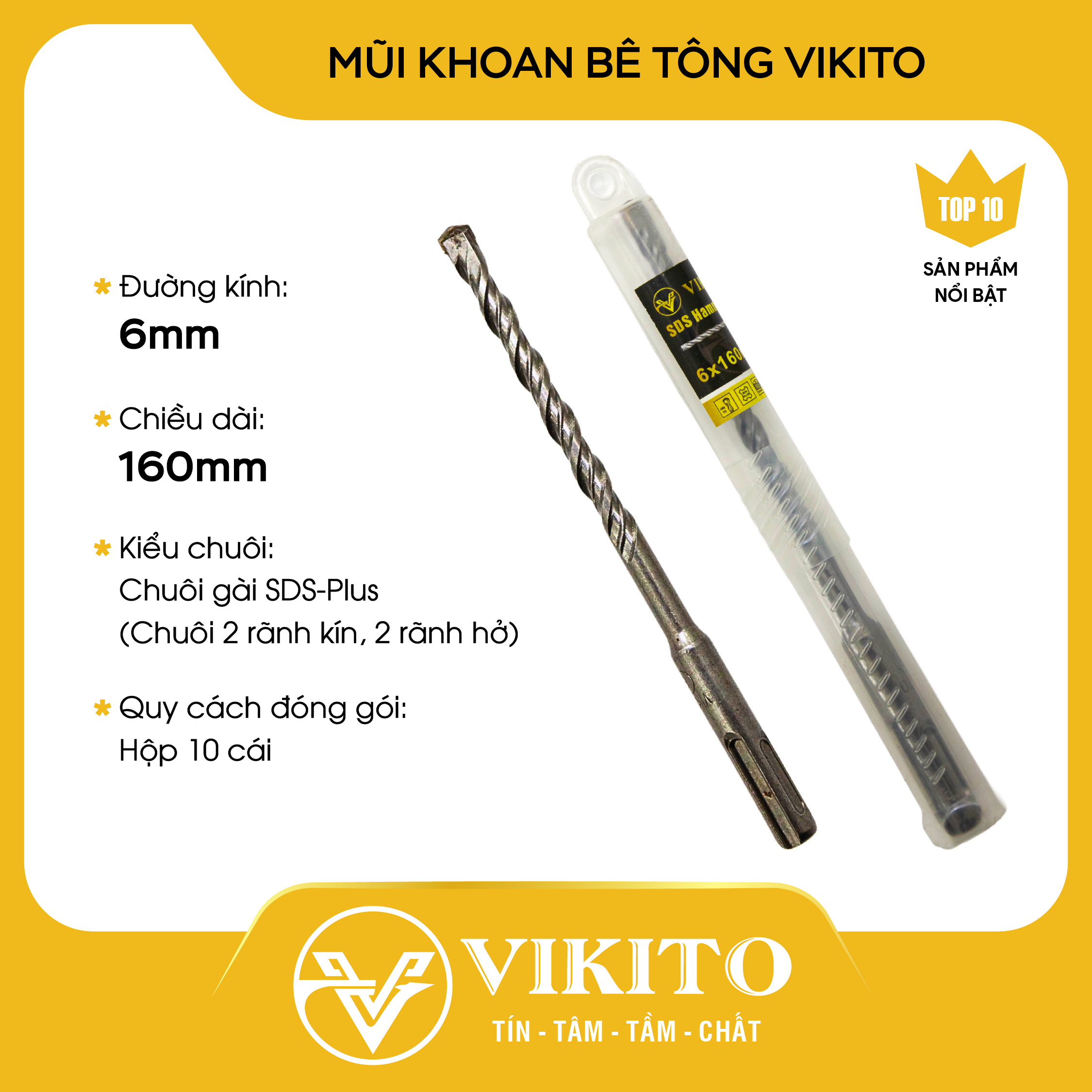 Mũi khoan bê tông VIKITO 6x160